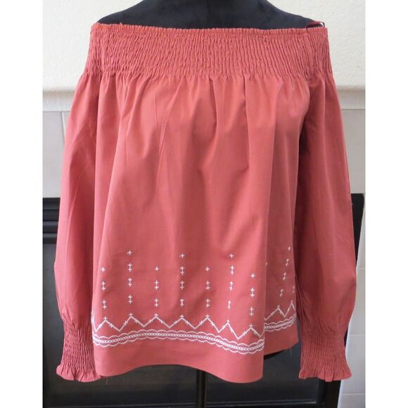 Tops - The Sang off-the-shoulder blouse Terra-cotta Small NWT